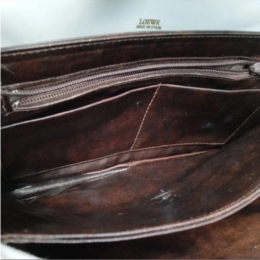 Loewe Vintage Anagram Embossed Logo Leather Shoulder Bag